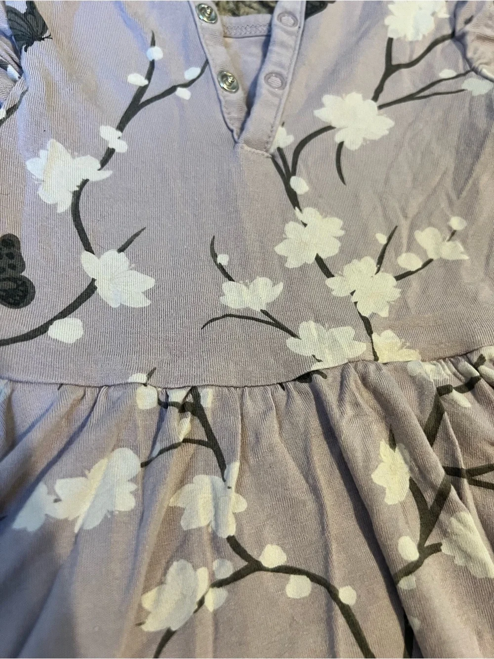 Kyte Baby Lilac Floral One-Piece Bodysuit with Butterfly Print
